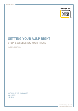 A risk assessment for your AUP - White Paper